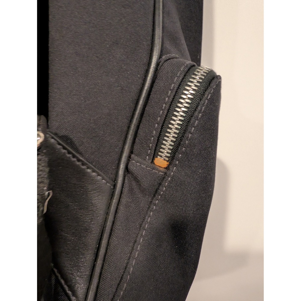 Vintage Coach Backpack Black Canvas Leather Trim Flap Large Utility Travel Bag - Picture 13 of 15